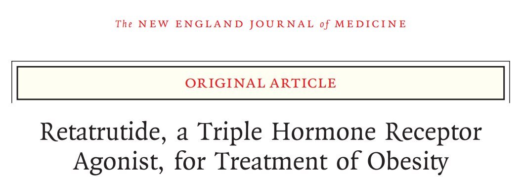 Título do artigo no New England Journal of Medicine: “Retatrutide, a Triple Hormone Receptor Agonist, for Treatment of Obesity”